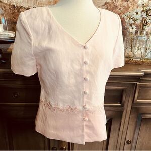 Jessica Howard Pastel Pink Linen Collarless Blazer, a size 10 Barbie core